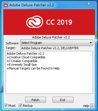Adobe CC 2019 通用破解授权补丁 Adobe Deluxe Patcher v2.2.0最新版下载